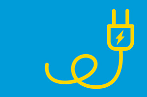 Die Darstellung eines elektrischen Ladekabels, dessen Kabel sich ringelt.