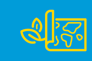 Eine Darstellung einer halb aufgerollten
Karte, aus der zarte Blätter wachsen.